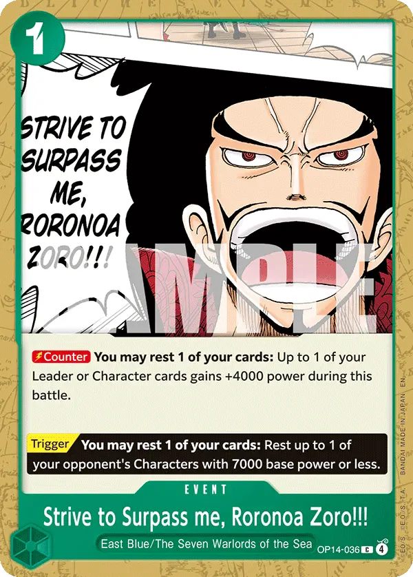 Immagine carta Strive To Surpass Me, Roronoa Zoro!!!