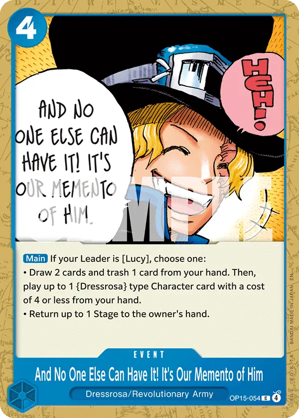 Immagine carta And No One Else Can Have It! It's Our Memento Of Him