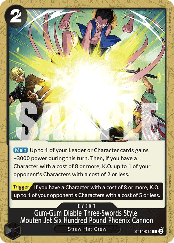 Immagine carta Gum-gum Diable Three-sword Style Mouten Jet Six Hundred Pound Phoenix Cannon